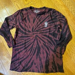 Eighty Eight Burgundy and Black Tie-Dye Long Sleeve Tee